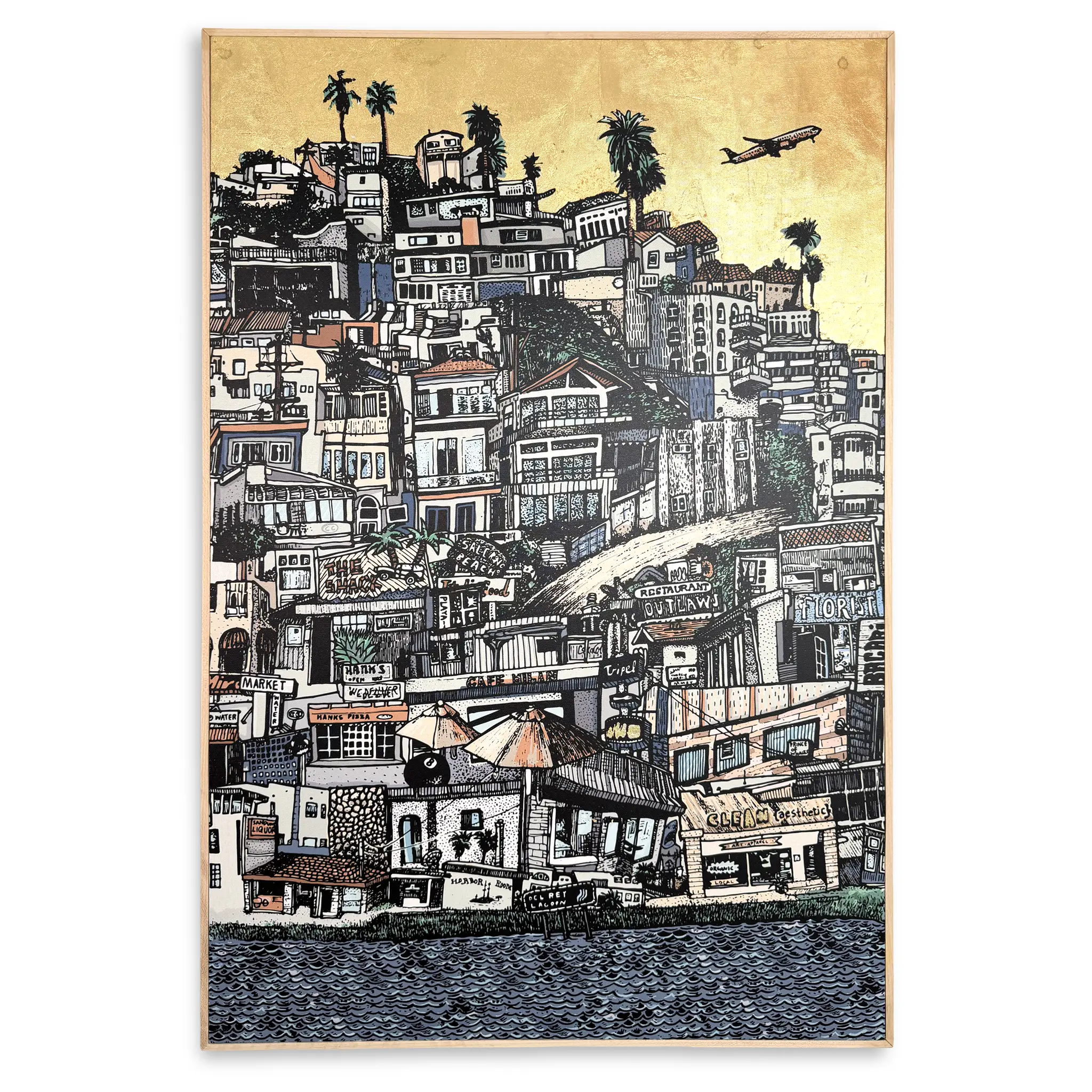Playa Stacked + Gold Foil (Framed)