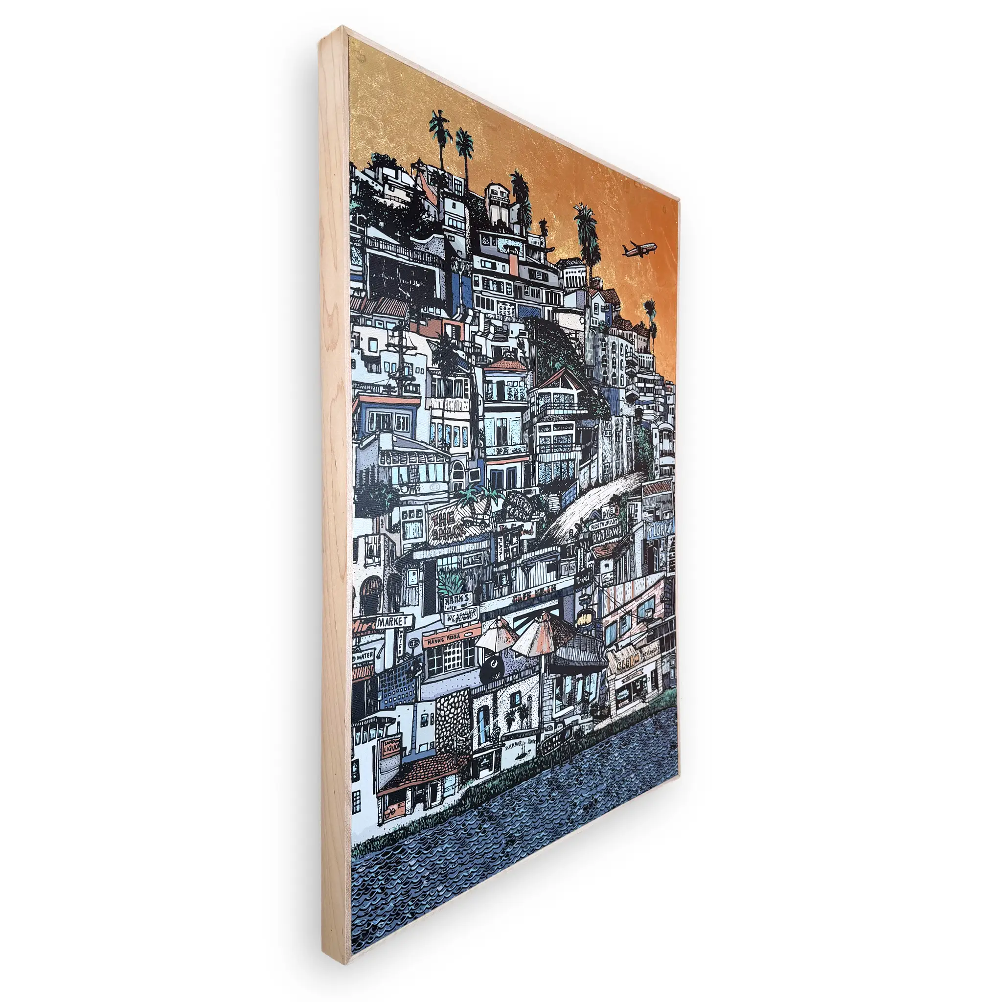 Playa Stacked + Gold Foil (Framed)
